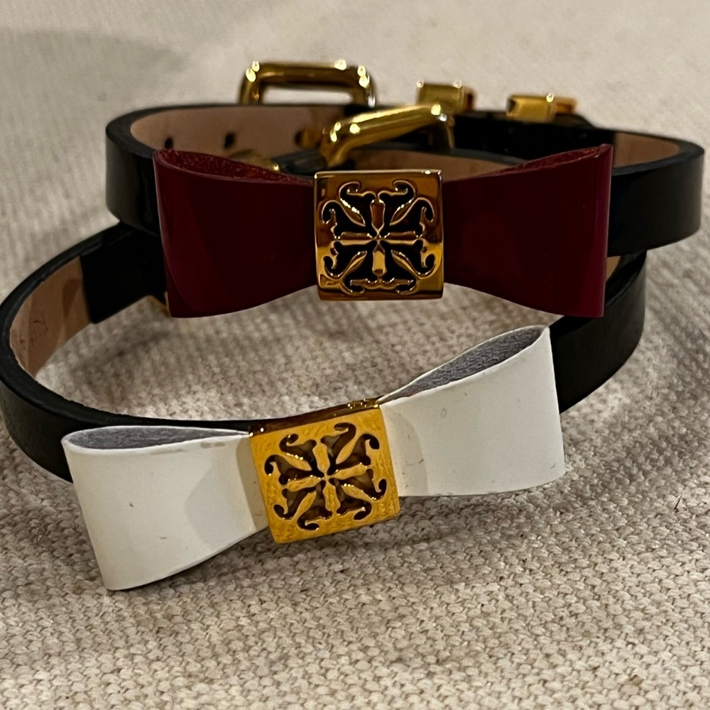 Rustic cuff patent leather bow bracelets
